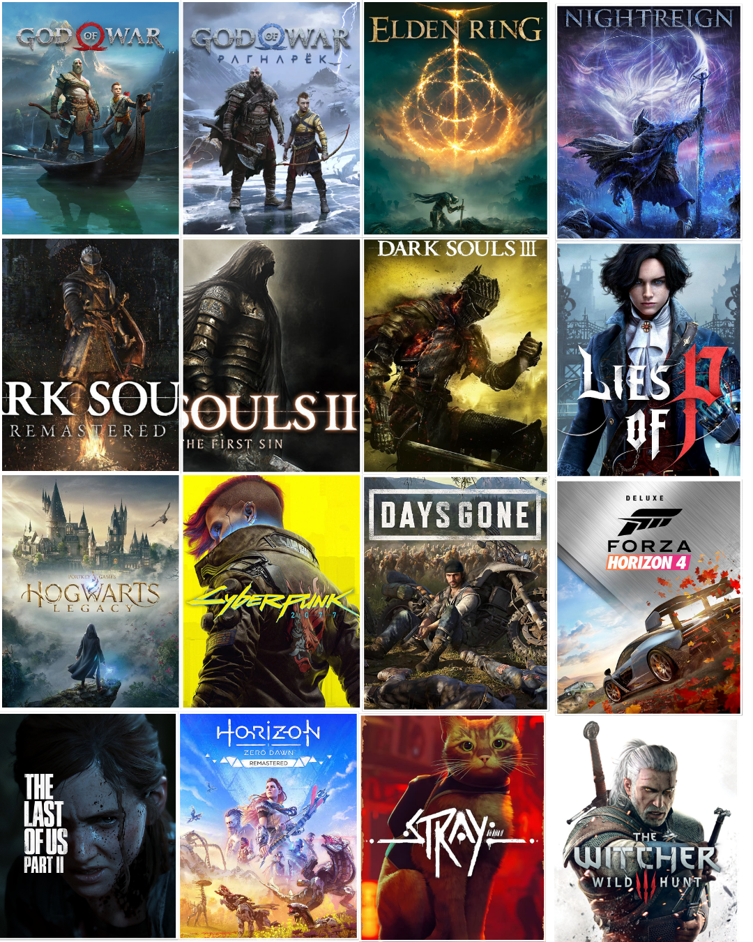 Combo AAA God of War Elden Ring TLOU2