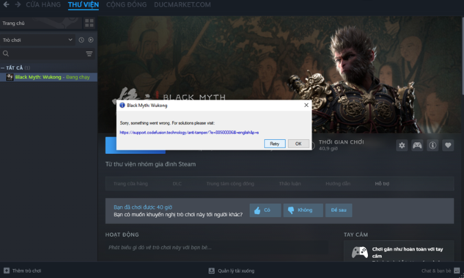 Lỗi Something went wrong