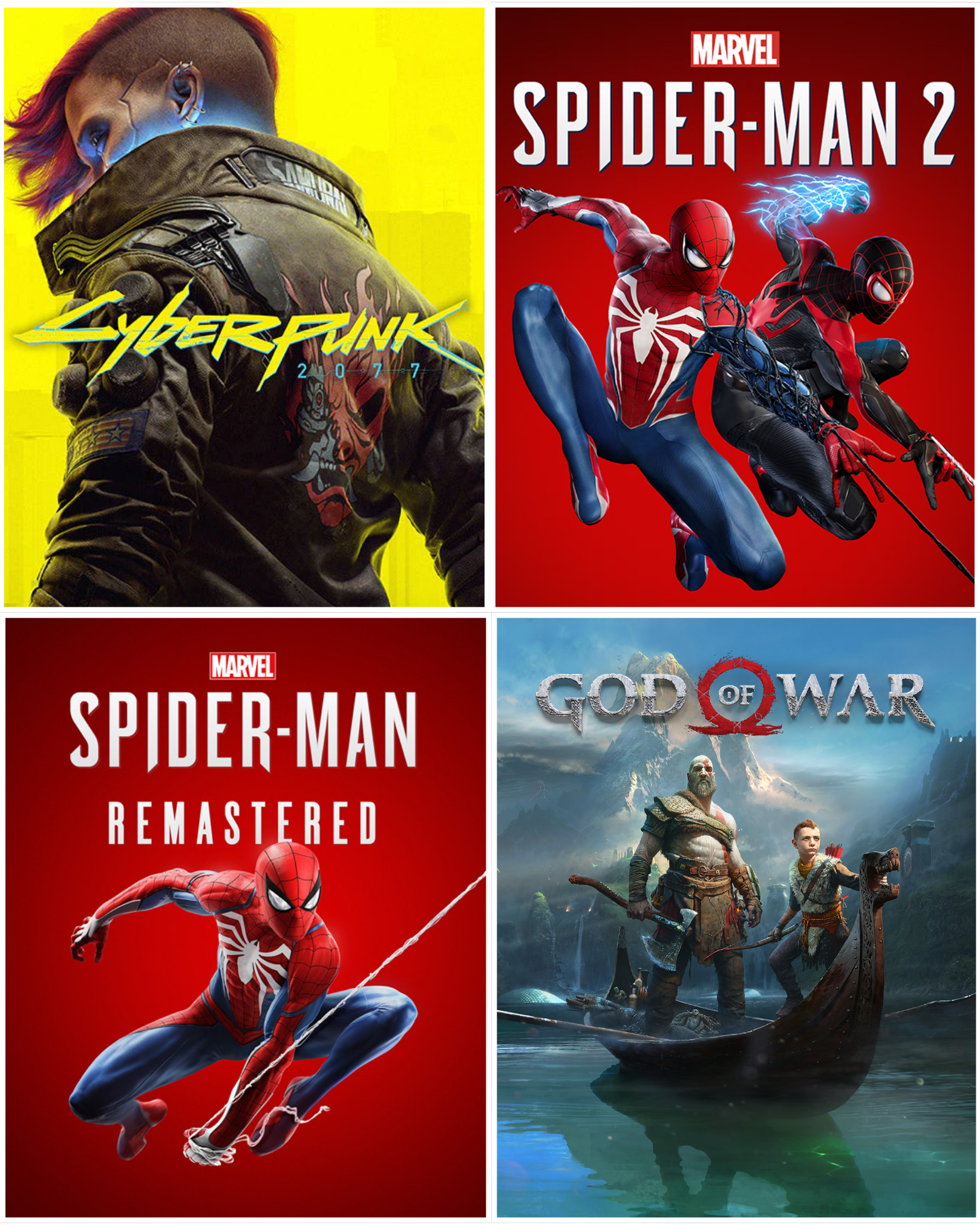 Combo Cyberpunk Spider-Man God of War